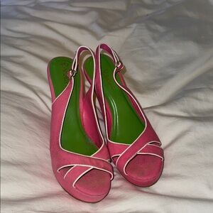 Lilly Pulitzer Pink Slingback Wedge 6.5 Heels